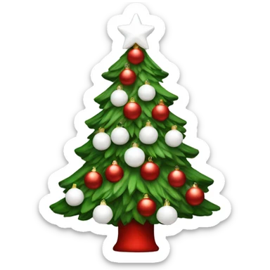 Christmas tree with red and white ornaments sticker