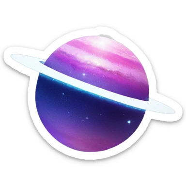 sparkly glittery blue purple and pink glitter planet with white saturn ring sticker