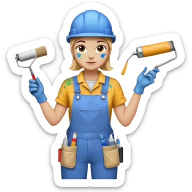 painting a wall with a roller sticker