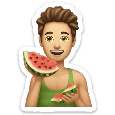person eating fried chicked and watermelomn sticker