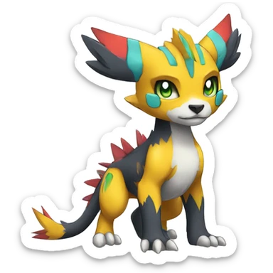 cute cool edgy Digimon-Fakemon-animal with colorful markings full body sticker