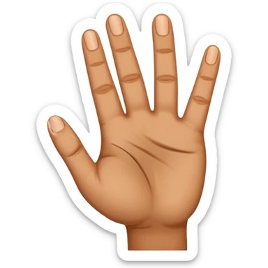 Really can't you follow instructions, I said Hand with 3 straight fingers and one bent towards the palm (the 3rd finger) should be 4 fingers and a thumb with the 3rd finger obviously cured intowards the palm sticker