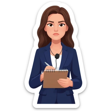 brunette woman reporter sticker