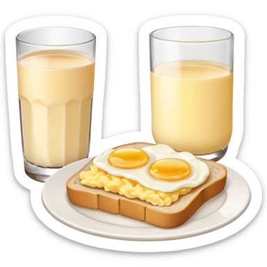 Breakfast ( bread + egg + glass of milk) sticker