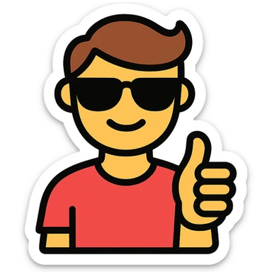color outline icon of a cool guy giving a thumbs up sticker