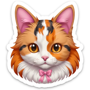 cat with pink ribbon on ear sticker