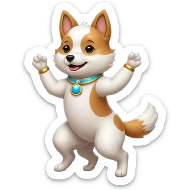 Dog dancing on the moon sticker