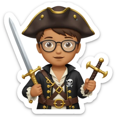 kid boy with pirate costume wearing glasses sticker