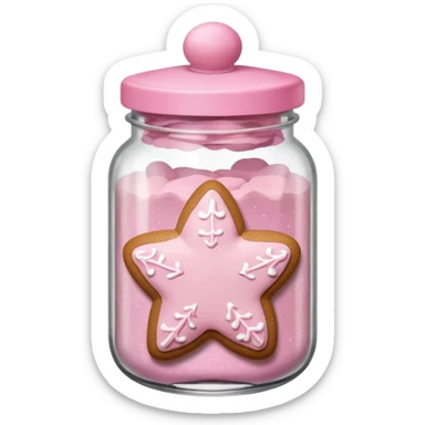 pastel pink christmas gingerbread cookies in jar with pink lid and a star sticker