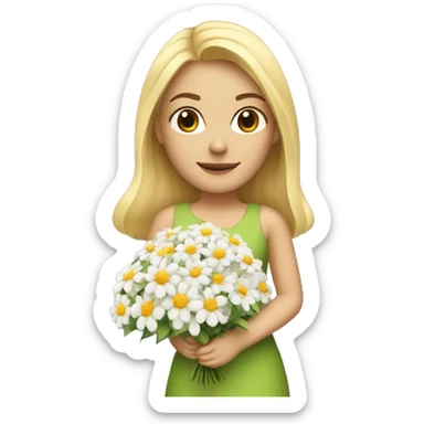 blonde girl with flower bouquet sticker