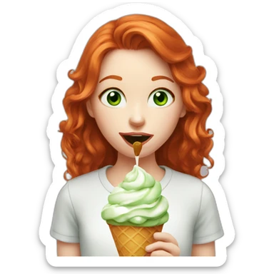 greeneyed redhead licking icecream sticker