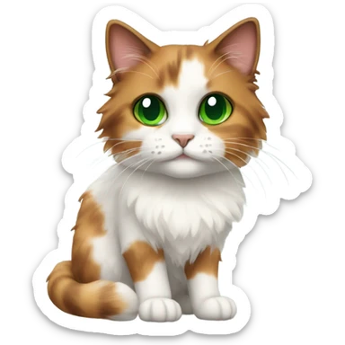 fluffy calico cat with green eyes  sticker