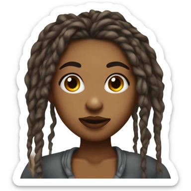 Brown skin woman with dreads a neck tat and a nose piercing making a kissy face  sticker