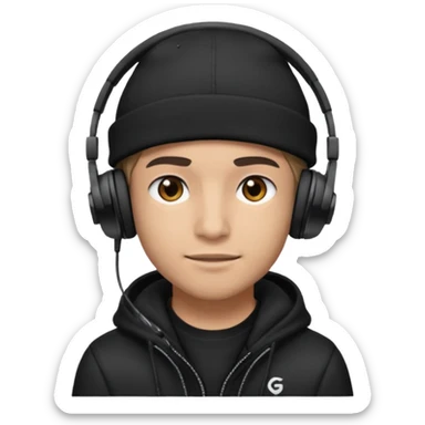 garcon avec un bonnet et un casque gaming sticker