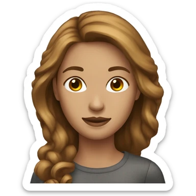 classic woman emoji with light medium skin and brown hair sticker