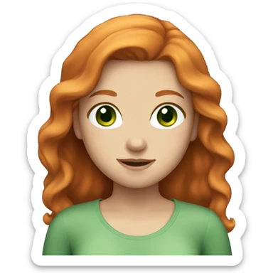 A girl with white skin, ginger hair white bank and green eyes sticker