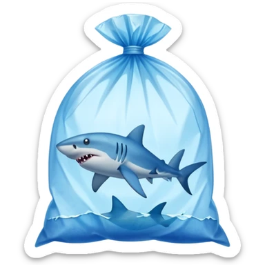shark stuck in plastic waste bag sticker