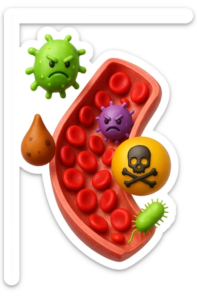 EMOJI STILE IPHONE 3D DI tossine e batteri che entrano in una vena umana E FALLO MOLTO REALISTICO IN 3D sticker