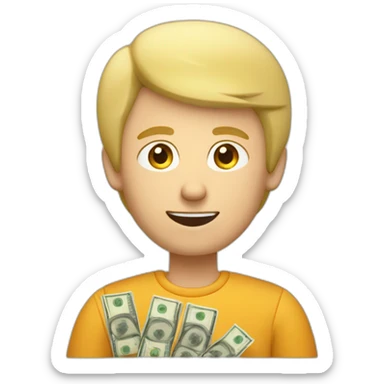 blonde caucasian middle-age male counting money sticker