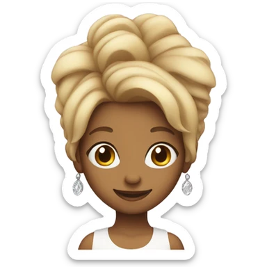 smiling girl with earrings and Karen hair cut sticker