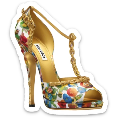 Dolce and Gabbana high heels with colourful print and golden detais  sticker