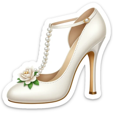white heel with pearls laces and flower  sticker