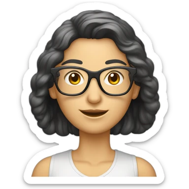 Frau mit großer schwarzer Brille, Mittelscheitel, lange Haare und einem Schleier auf dem kopf sticker