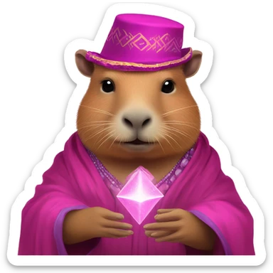 Capybara fortune teller in pink style sticker