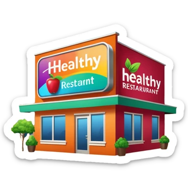 make a billboard on top of a healthy restaurant building written on it "healthy restaurant" sticker