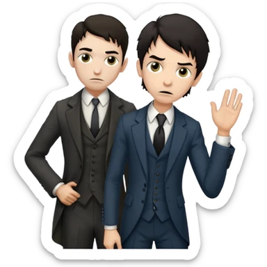 Poor Victorian laborer cowering in front of an English solicitor sticker