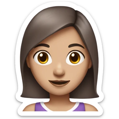 Brunette girl with white skin with bunny ears and a purple dress sticker