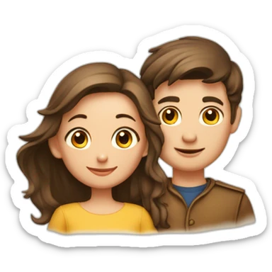 Garçon brun et fille châtain en couple sticker