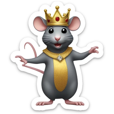 A rat with a crown dancing sticker