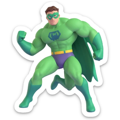 the Hulk, muscular green superhero, dynamic pose, 3D style sticker