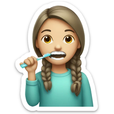 Girl brushing teeth  sticker