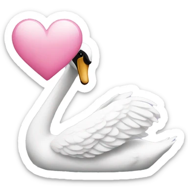swan holding pink heart  sticker