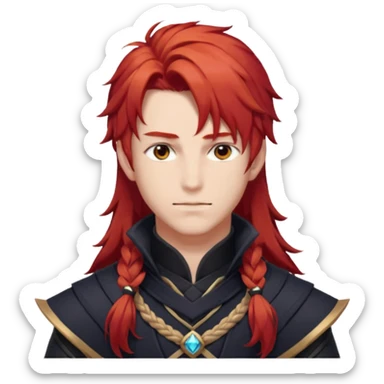 Diluc from Genshin Impact (tall male adult) (long hair) (half body) sticker