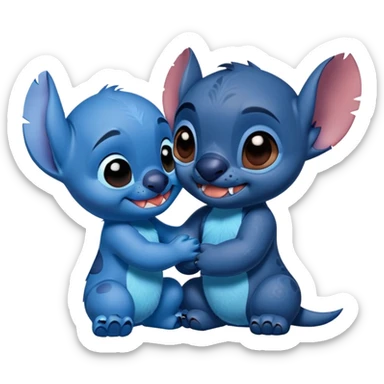 Lilo and stitch kissing each other sticker