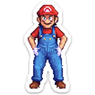 animated emote of a man resembling the reference photo, dressed as Mario, twerking sticker