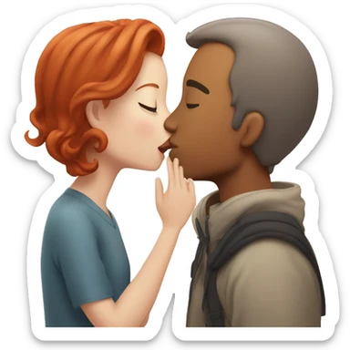 Redhead Girl Kissing japanese man  sticker