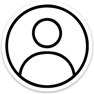 minimalist outline logo of a single person in a circle with simple geometric lines sticker
