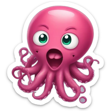 cute kraken cute face having a heart attack sticker