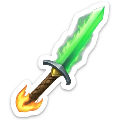 green flaming sword sticker