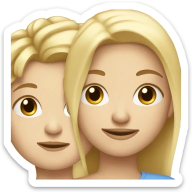 mother and son blonde hair blue eye version sticker