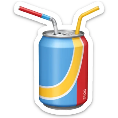drink can blue red yellow Surfside SINGLE straw NO FACE sticker