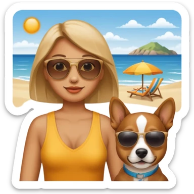 playa y perro sticker