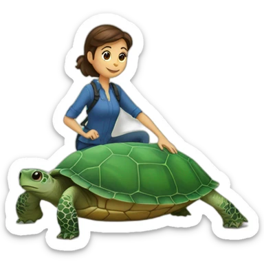 Camille combal sur une tortue sticker