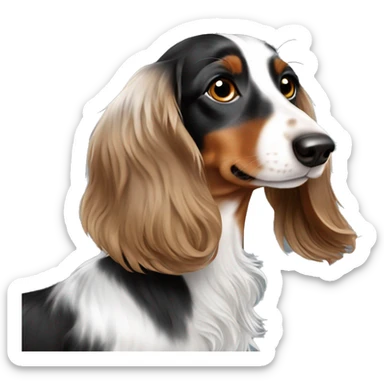 Black & brown Merle long haired Dachshund side  sticker