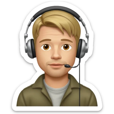 brad pitt using headphones sticker