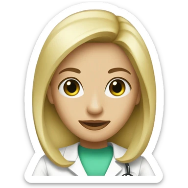 blonde woman green eyes straight hair nurse sticker